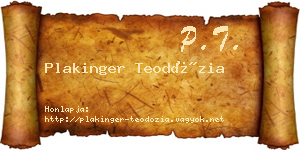 Plakinger Teodózia névjegykártya